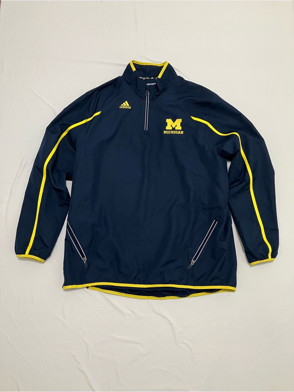 Adidas Michigan Wolverines Climaproof Quarter Zip Pullover Mens XL Navy Blue